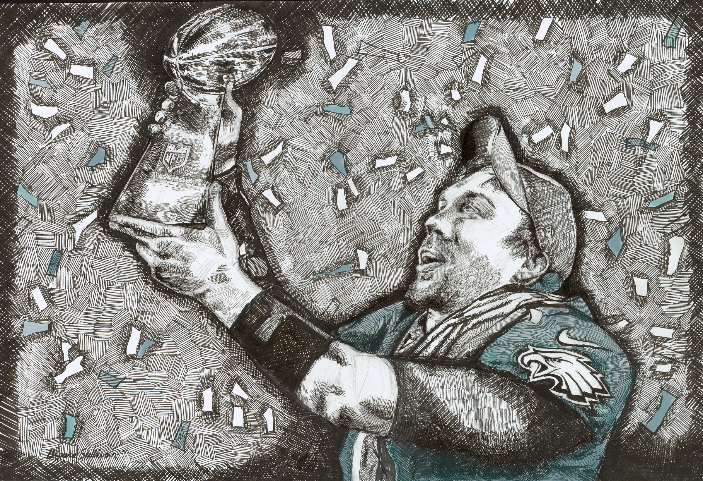 Philadelphia Eagles, Nick Foles with the Vince Lombardi Trophy – Brooke  Sullivan Art